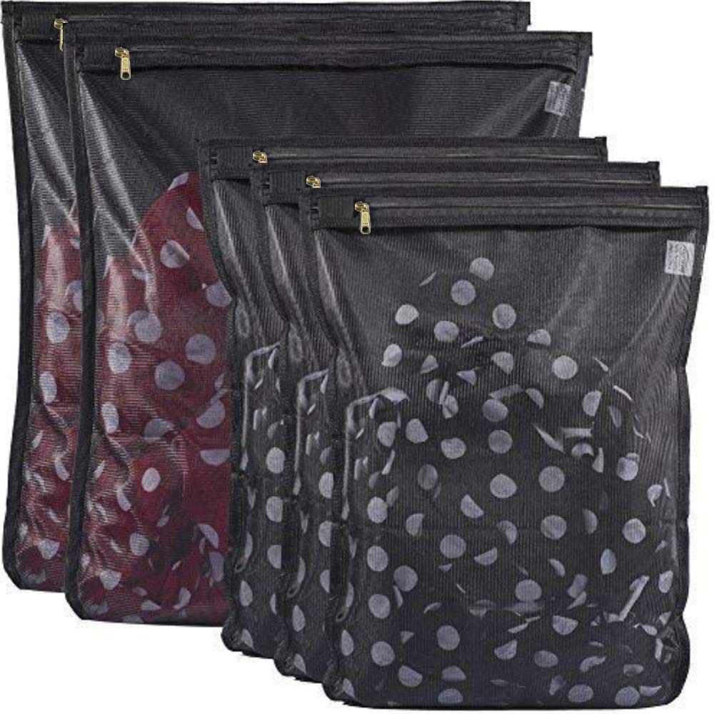 NewNest Australia - TENRAI 5 Pack (2 Large & 3 Medium) Delicates Laundry Bags, Bra Fine Mesh Wash Bag, Zippered, Protect Best Clothes in The Washer (5 Black, Set of 5) 