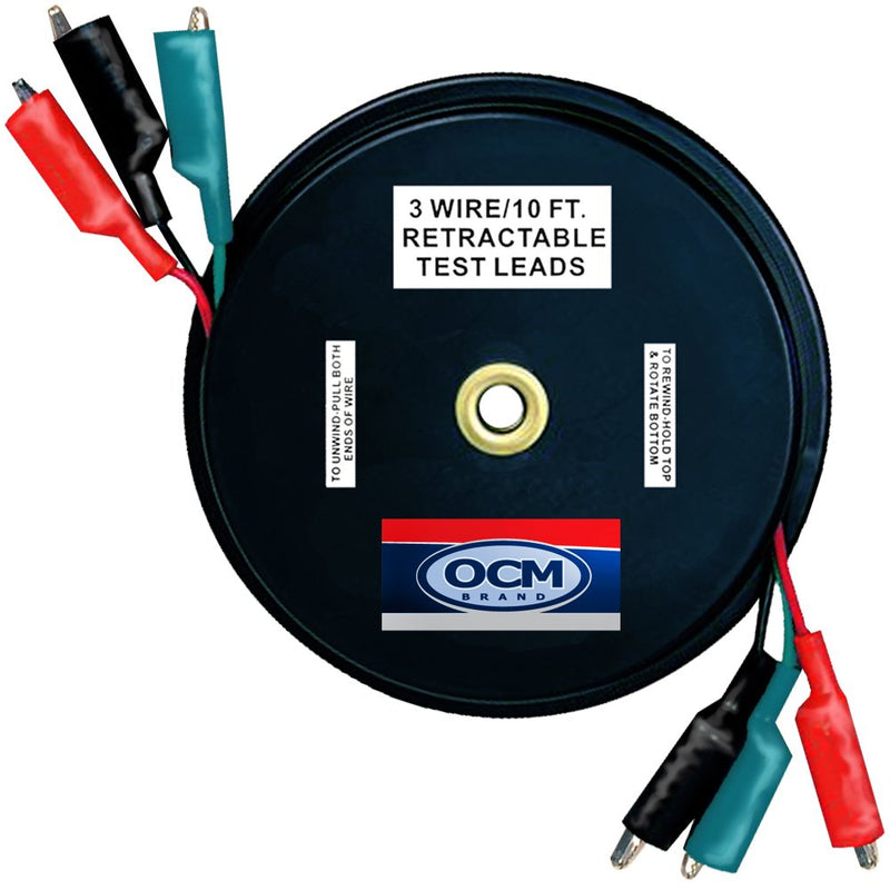OCM - 3 Wire Retracteable Test Leads - 18 Gauge Electrical Copper Wire, Alligator Clips, Impact Resistant Case - NewNest Australia