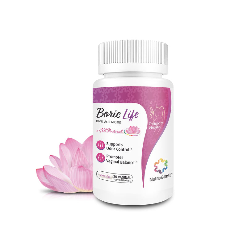 NutraBlast Boric Acid Vaginal Suppositories - 100% Pure Made in USA - Boric Life Intimate Health Support (30 Count) 30 Count (Pack of 1) - NewNest Australia