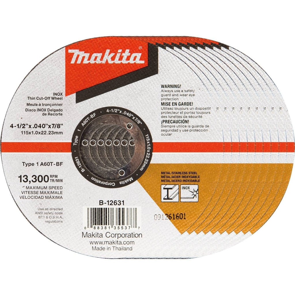 Makita B-12631-10 4-1/2" x .040" x 7/8" INOX Thin Cut-Off Wheel, 10/Pk - NewNest Australia