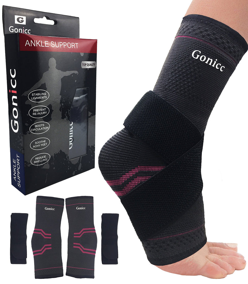 gonicc Professional Foot Sleeve Pair(2 Pcs) with Compression Wrap Support, Breathable, Stabiling Ligaments, Prevent Re-Injury, Boots Circulation, Ankle Brace, Volleyball Protective Gear Ankle Guards. Foot Sleeve Rose Medium - NewNest Australia