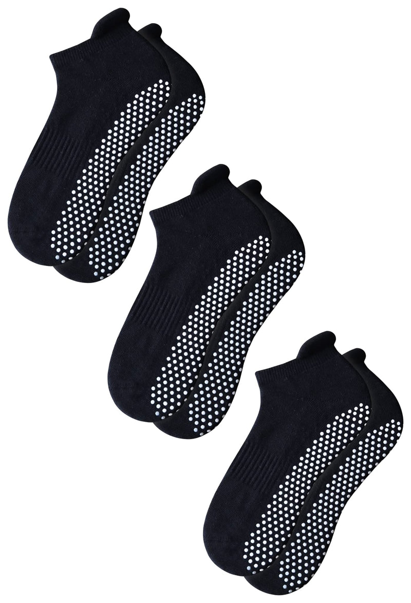 RATIVE Anti Slip Non Skid Barre Yoga Pilates Hospital Socks with grips for Adults Men Women Small 3-pairs/Black - NewNest Australia