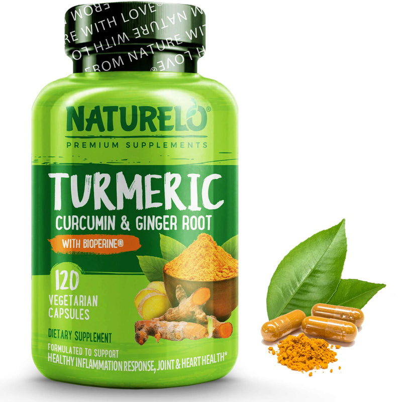 NATURELO Turmeric Curcumin - BioPerine for Better Absorption - Curcuminoids, Black Pepper, Ginger Powder - Plant-Based Joint Support - 120 Vegan Capsules 120 Count (Pack of 1) - NewNest Australia