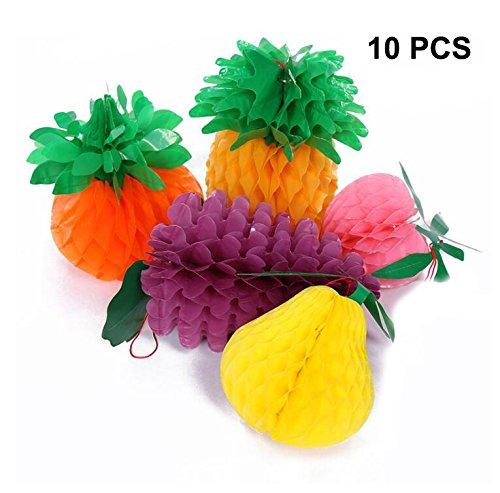 NewNest Australia - Sc0nni 10PCS Waterproof Classic Designs Paper Fruit,Tissue Fruit Decorations Including Apple/Pear/Strawberry/Pomegranate/Orange With Hanging rope.(Color random) 