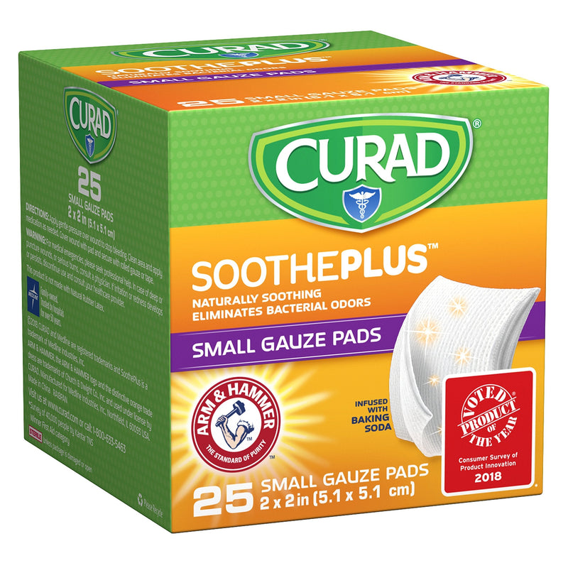 CURAD SoothePLUS Gauze Pads with ARM & HAMMER Baking Soda, 2" x 2", 25 count - NewNest Australia