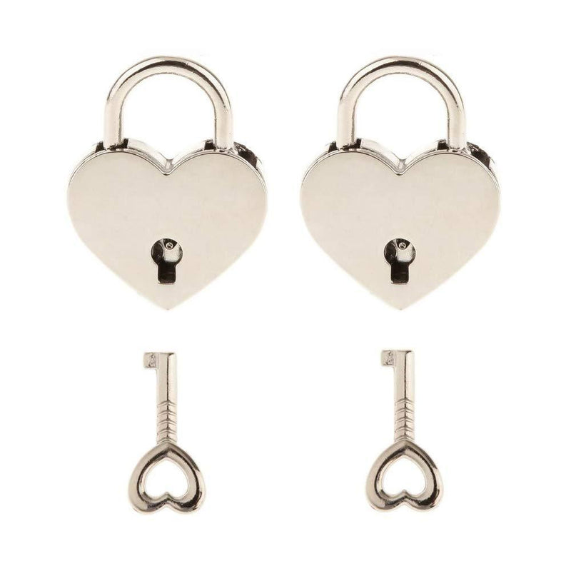 2 Pieces Small Metal Heart Shaped Padlock Mini Lock with Key for Jewelry Box Storage Box Diary Book,Silver - NewNest Australia