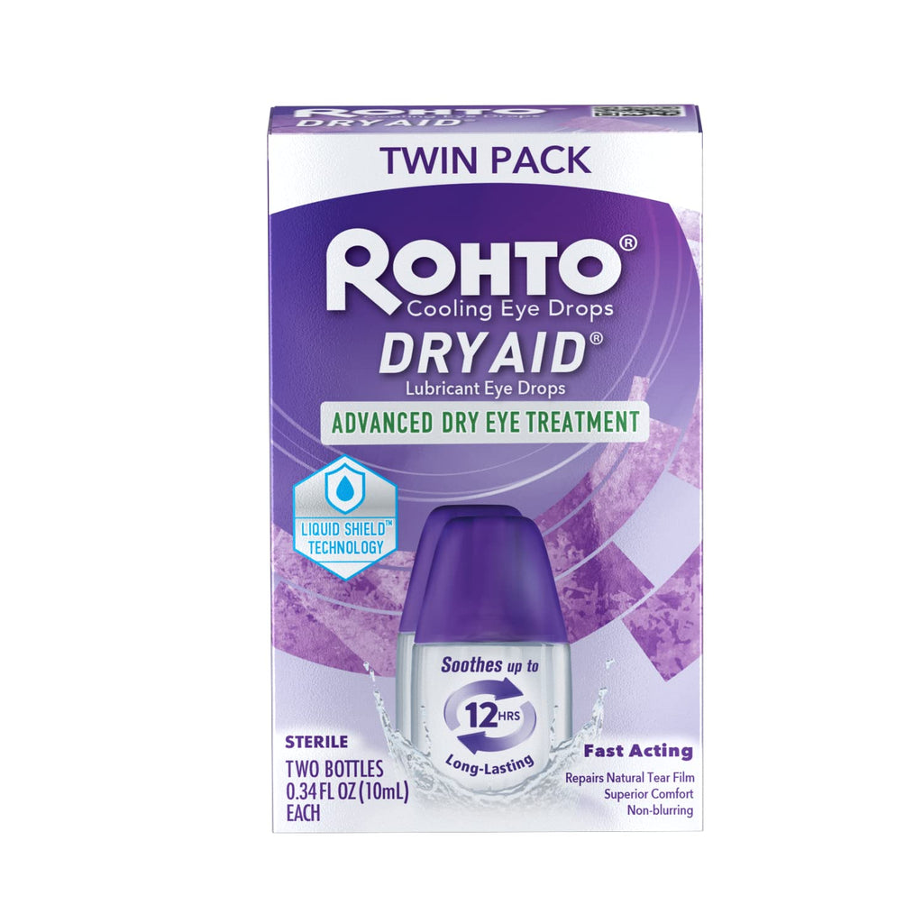 Rohto DryAid Eye Relief Lubricant Eye Drops, Twin Pack, Dry Eye Relief, 0.34 Fl Oz - NewNest Australia