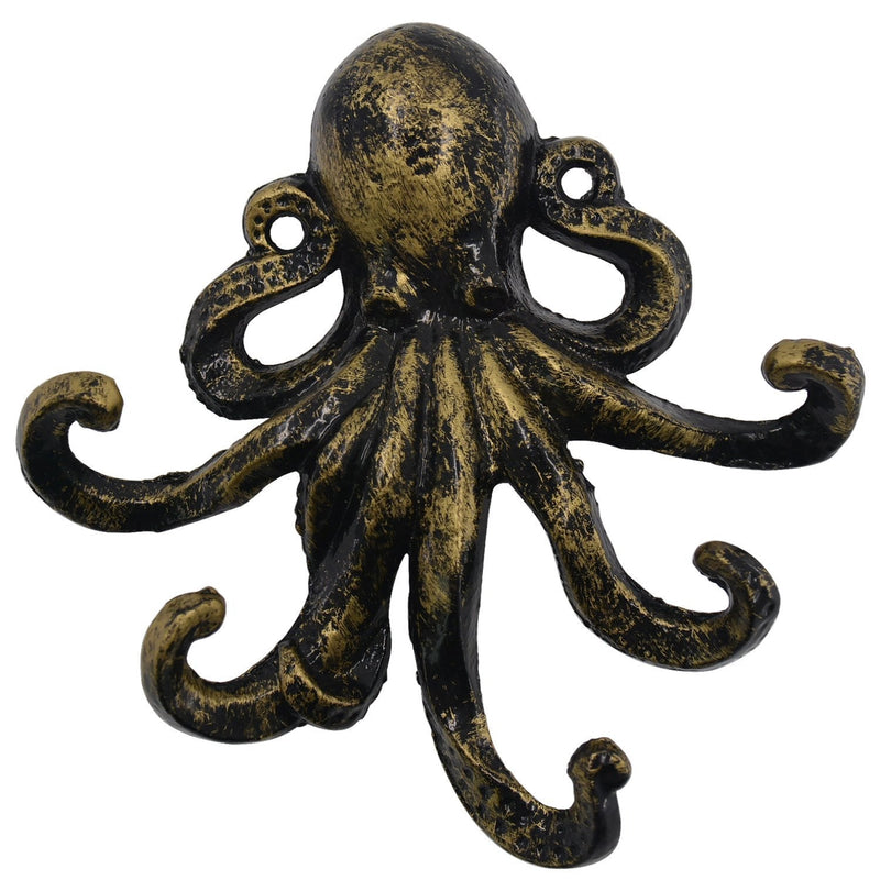 NewNest Australia - HERNGEE Med-Style Octopus Key Hooks Antique Bronze Cast Iron Decorative Wall Hook 