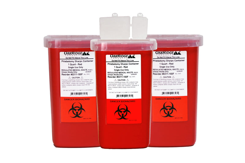 1 Quart Size (Pack of 3) | Oakridge Products Sharps Container with Flip Lid | for Diabetics - NewNest Australia