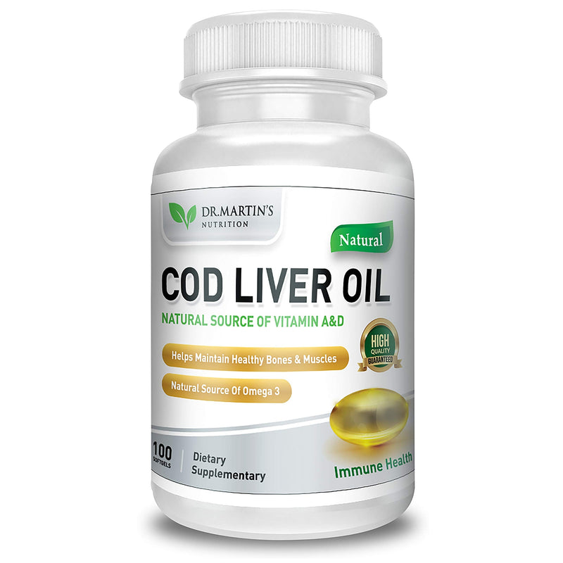 COD Liver Oil | 100 Softgels | Natural Source of Omega 3 Fatty Acids | Triple Strength | Best Immune Health, Healthy Bones & Muscles Dietary Supplement | 100 Count (Pack of 1) - NewNest Australia