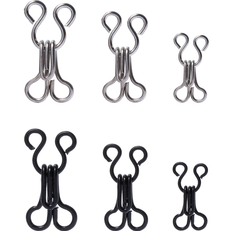 Bememo 50 Set Sewing Hooks and Eyes Closure for Bra and Clothing, 3 Sizes (Silver and Black) - NewNest Australia