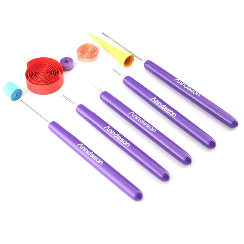 Anndason 5 in 1 Quilling Tools, 5pcs Different Size Quilling Slotted Tools purple - NewNest Australia