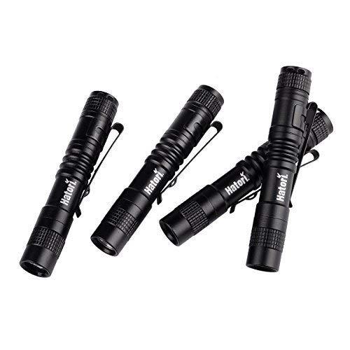 [4 Pack] Hatori Super Small Mini LED Flashlight Set Battery-Powered Handheld Pen Light Tactical Pocket Torch with High Lumens for Camping, Outdoor, Emergency, Everyday Flashlights, 3.55 Inch - NewNest Australia