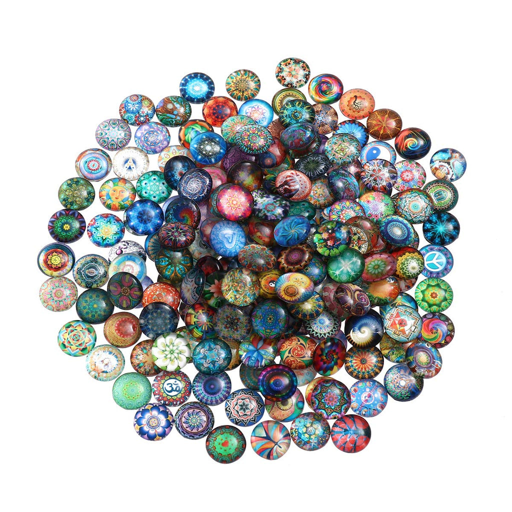 ULTNICE 200pcs Cabochons Round Mosaic Tiles for Crafts Glass Mosaic for Jewelry Making 12mm - NewNest Australia