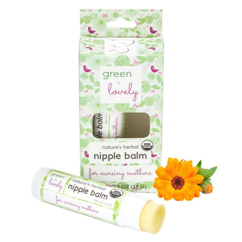 Nature's Herbal Nipple Balm, Calming Nursing Ointment, Breastfeeding Cream, Certified Organic. Easy Application, 2 x 0.5 oz Sticks. Silky & Calendula Infused. - NewNest Australia