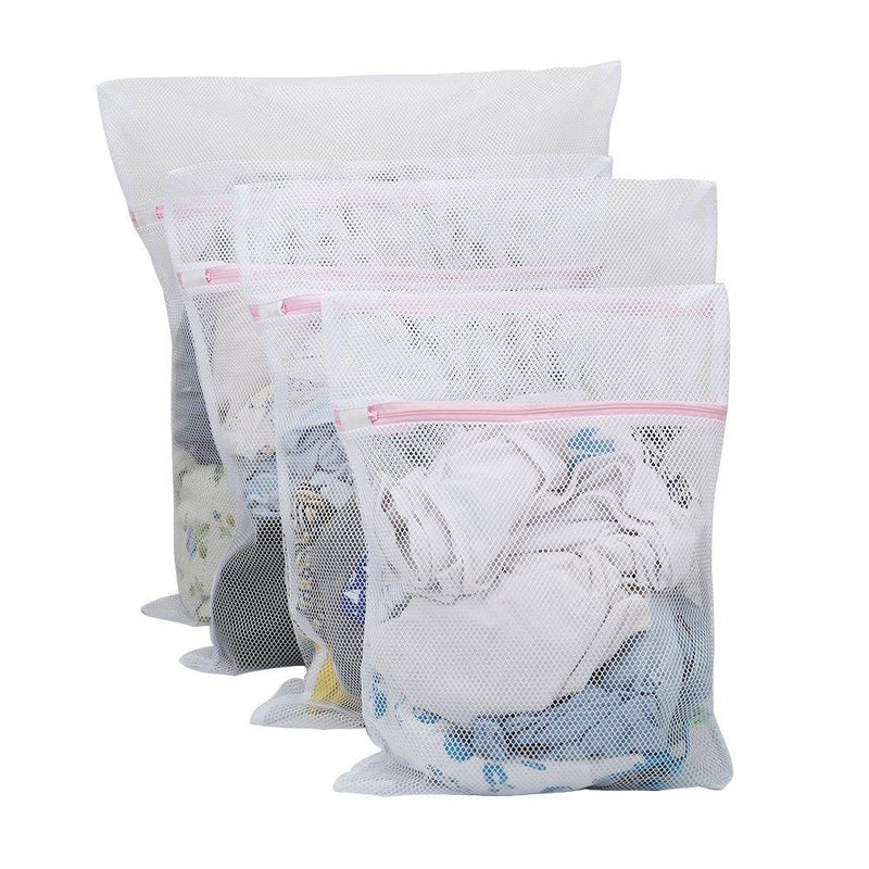 NewNest Australia - Vivifying Large Net Washing Bag, Set of 4 Durable Coarse Mesh Laundry Bag with Zip Closure for Clothes, Delicates (White) 