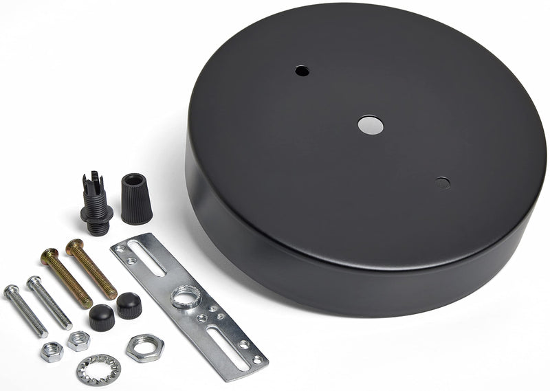 Industrial Rewind Black 6" Single Hole Ceiling Canopy Light Kit with Hardware, Extra Depth and Width than standard canopies makes covering up ceiling holes easy and clean with no drywall repair needed - NewNest Australia