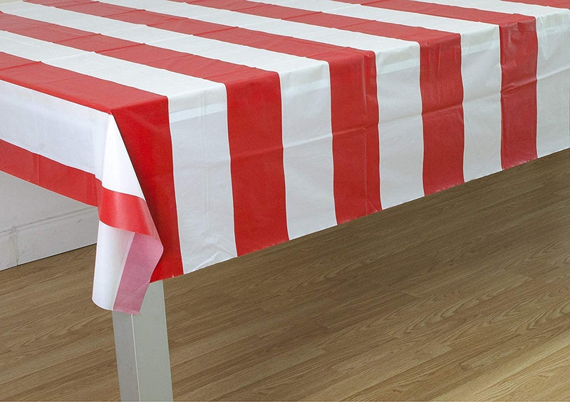 Oojami Red & White Stripes Carnival Theme Party Tablecover Pack of 4 3 - NewNest Australia