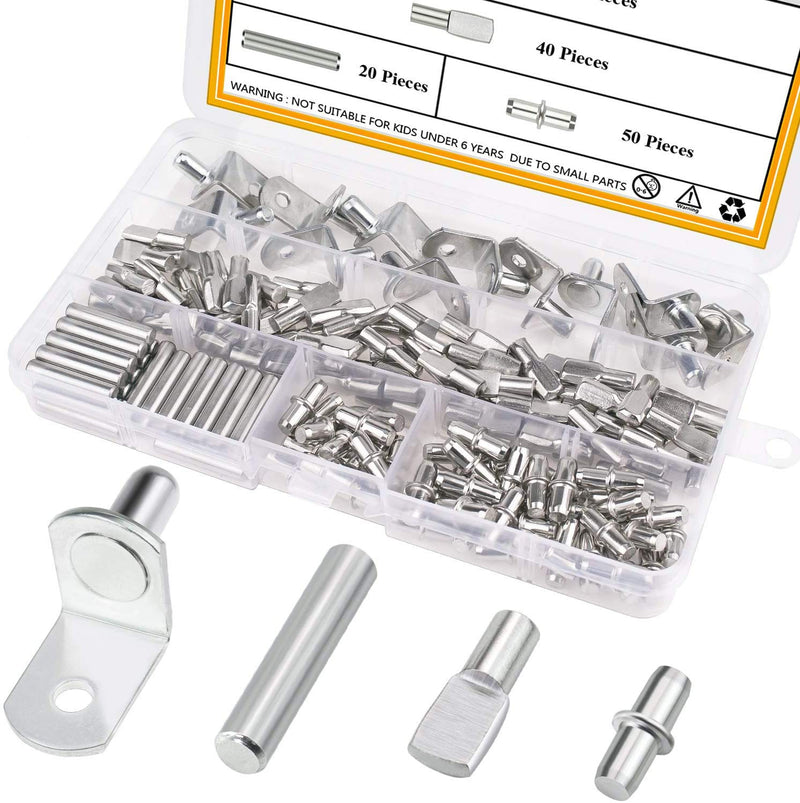 Sutemribor 128PCS Nickel Plated Shelf Bracket Pegs Cabinet Furniture Shelf Pins Support, 4 Styles - NewNest Australia