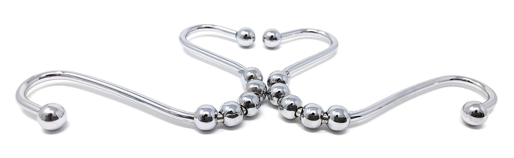 DOTZ Chrome Shower Curtain Rings, Double Hooks, Durable Stainless Steel, Set of 12 - NewNest Australia