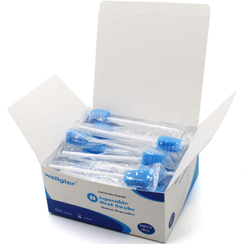 Disposable Oral Care Swabs Tooth Cleaning Mouth Swabs (50pcs blue) Ridge design blue 50 - NewNest Australia
