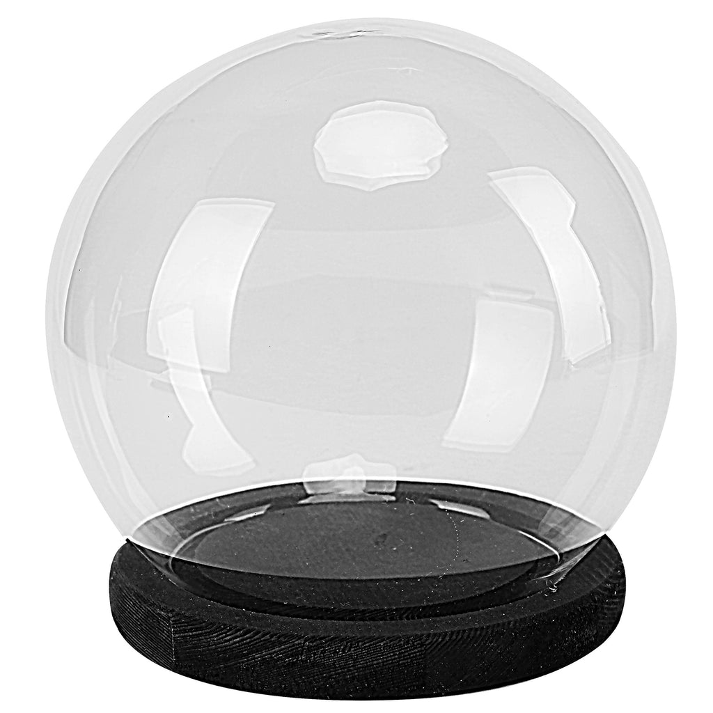 NewNest Australia - MyGift Clear Glass 6-Inch Terrarium & Keepsake Display Globe with Black-Stain Wood Base 