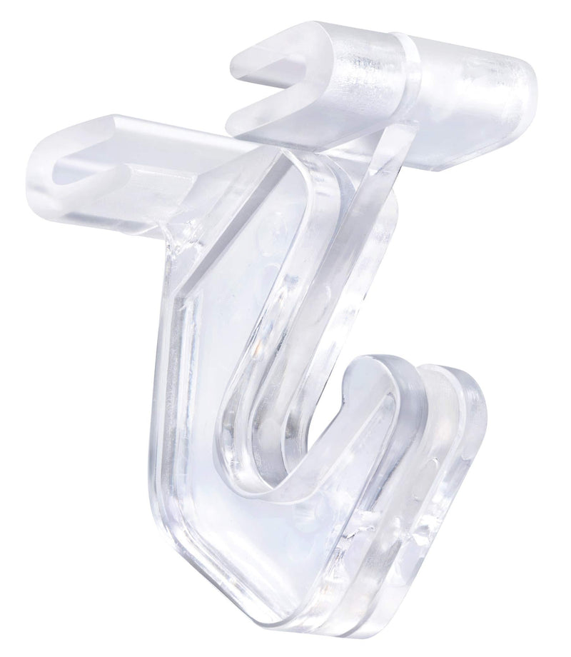 NewNest Australia - Pack of 100 - Crystal Clear Hinged Polycarbonate Ceiling Hooks for Drop-Ceiling T-Bars, Holds up to 15 lbs. 1"W x 1 ½"H 