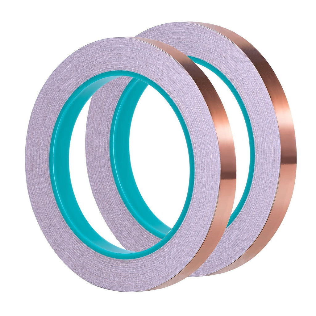 Zehhe Copper Foil Tape with Double-Sided Conductive - EMI Shielding,Stained Glass,Soldering,Electrical Repairs,Paper Circuits,Grounding (1/4inch - 2packs) - NewNest Australia