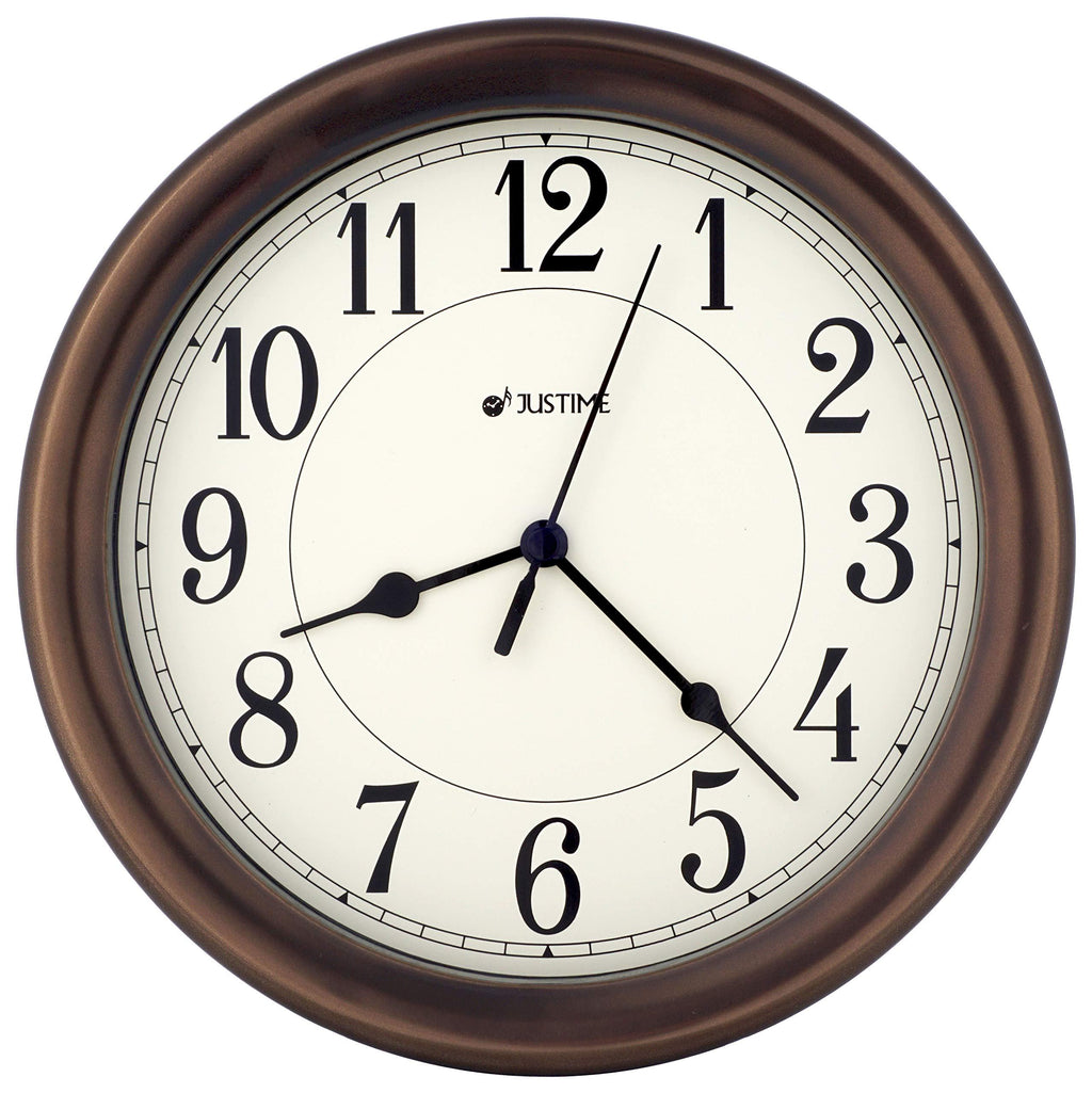 NewNest Australia - JUSTIME 8.5 inch Simply High-end Beige Plastic Easy to Read Decorative Wall Clock, Water Resistant, Special for Small Space, Office, Boats, RV (W86381 Oil Rubbed Bronze) W86381 Vintage Bronze 