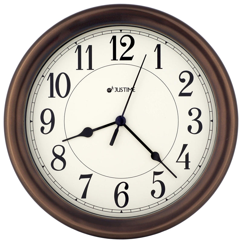 NewNest Australia - JUSTIME 8.5 inch Simply High-end Beige Plastic Easy to Read Decorative Wall Clock, Water Resistant, Special for Small Space, Office, Boats, RV (W86381 Oil Rubbed Bronze) W86381 Vintage Bronze 