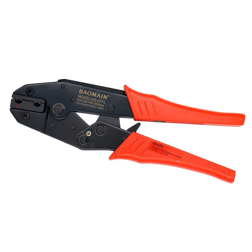 Baomain Ratchet Crimper Plier HS-07FL Flag Female Quick Disconnects Crimping Tools Use for 1.5-2.5 mm² (15-13 AWG) Red - NewNest Australia
