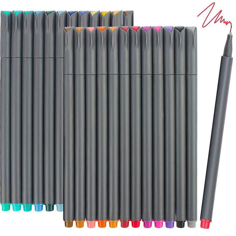 iBayam Fineliner Pens, 24 Bright Colors Fine Point Pens Colored Pens for Journaling Note Taking Writing Drawing Coloring Planner Calendar, Office School Teacher Classroom Fine Tip Marker Pens Supplies - NewNest Australia