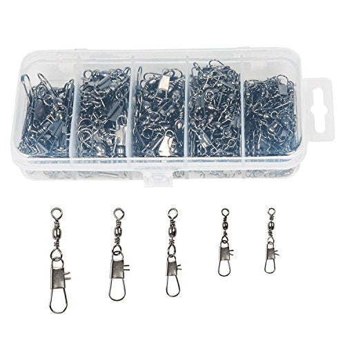 ReeMoo 200PCS Fishing Rolling Ball Bearing Barrel Swivel with Safety Snap Connector Fishing Accessories #2#4#6#8#10 - NewNest Australia