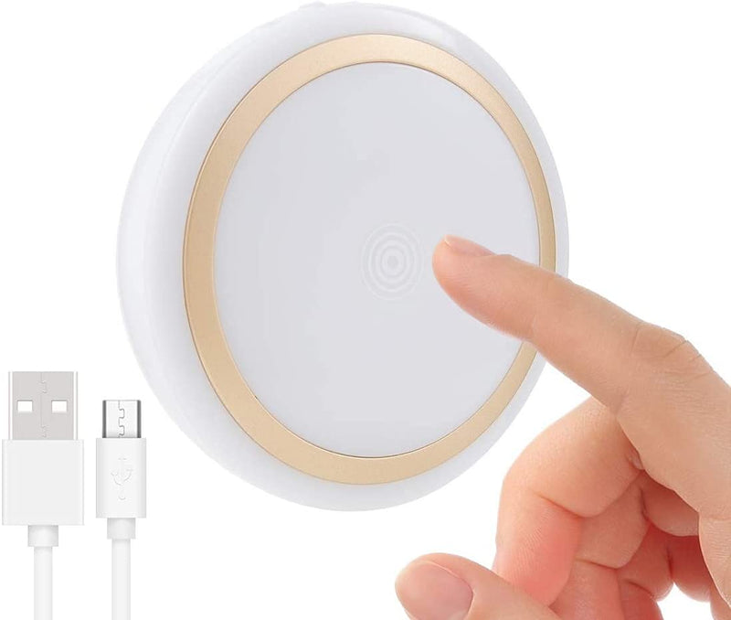 RTSU Rechargeable Touch Light with Timer, Dimmable Kids Baby Nursery Night Light Lamp, Wireless Stick-on Anywhere LED Push Tap Light for Closet Cabinet, Brightness Memory, Warm White Light (Golden) Golden - NewNest Australia