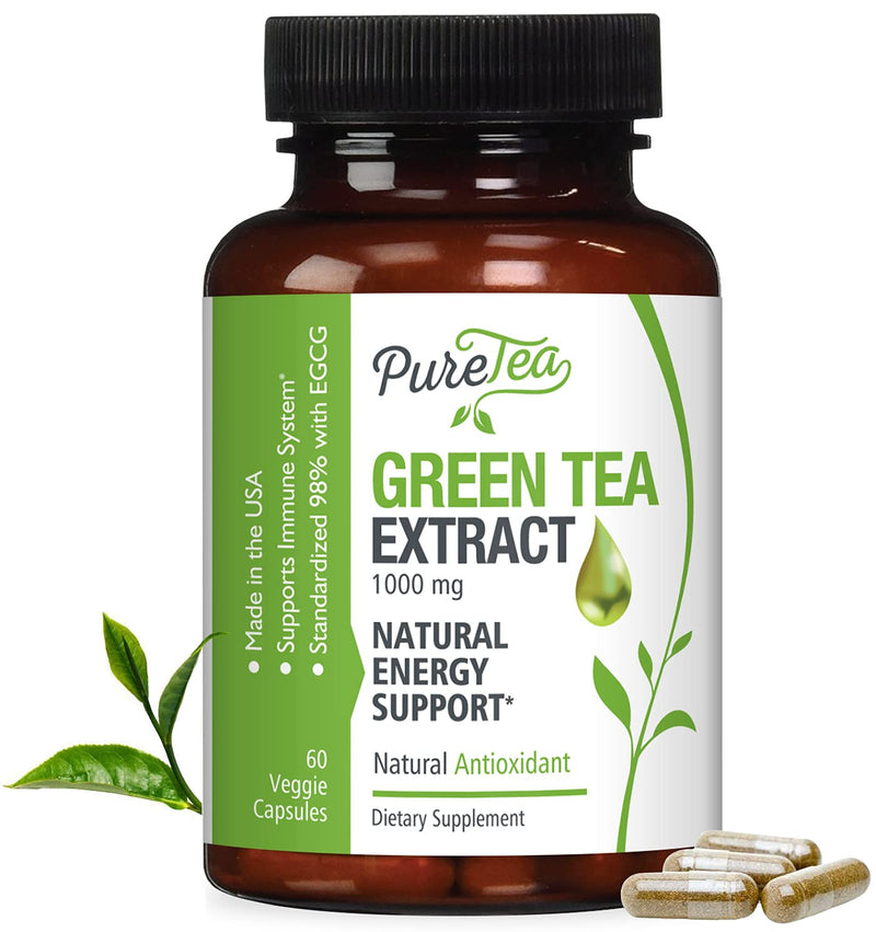 Green Tea Extract 98% Standardized EGCG - 3X Strength for Natural Energy - Heart Support with Polyphenols - Gentle Caffeine, Made in USA - 60 Capsules 60 Count (Pack of 1) - NewNest Australia