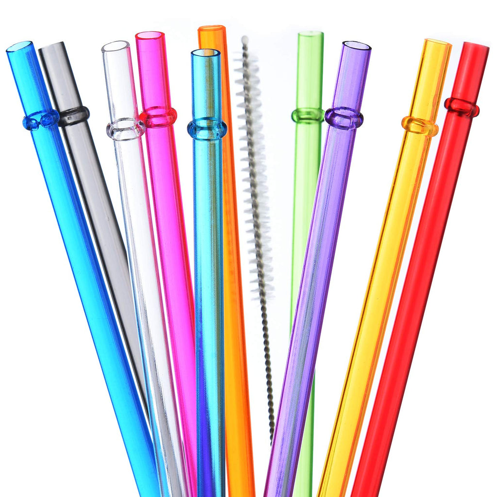 ALINK 10.5 in Long Rainbow Colored Reusable Tritan Plastic Replacement Straws for 20 OZ 30 OZ Tumblers, Set of 10 with Cleaning Brush Rainbow Colors - 11pcs - NewNest Australia