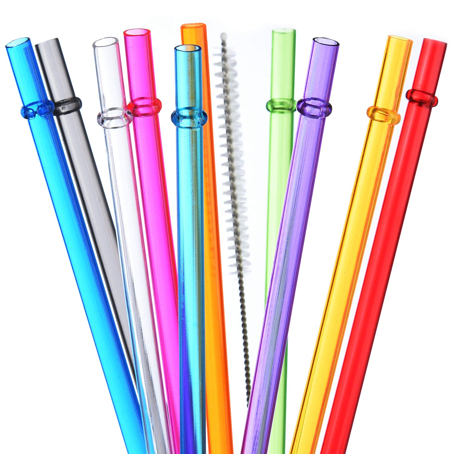 ALINK Extra Wide Black Plastic Bubble Tea Smoothie Straws 1/2 Wide x 8 1/2 Long Fat Boba Straws Pack of 100