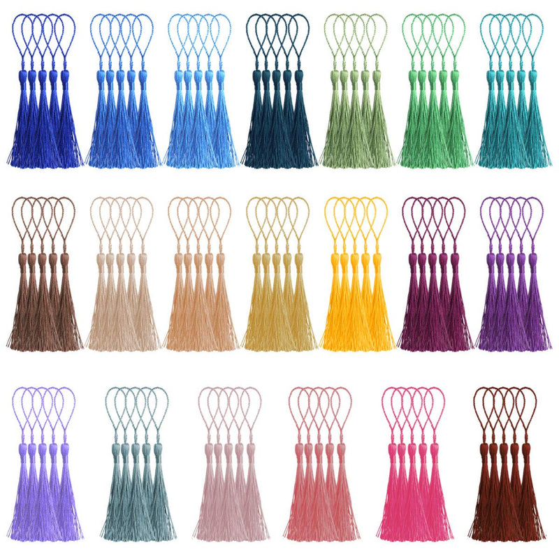 CREATRILL 100 Pcs 13cm/5 Inch Silky Handmade Soft Craft Mini Tassels with Loops for Jewelry Making, DIY Projects, Bookmarks, 20 Colors, 5 Pcs of Each - NewNest Australia