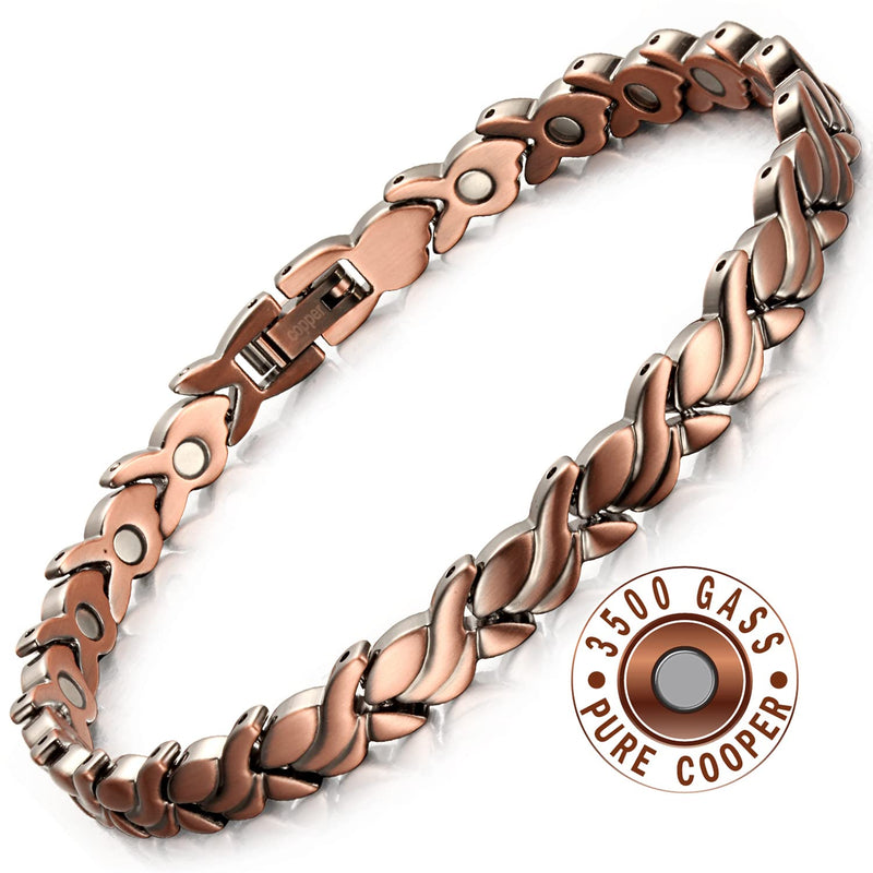 RainSo Womens Pure Copper Magnetic Therapy Bracelets for Arthritis Wristband with 3 Smarter Buckle Adjustable Petal - NewNest Australia