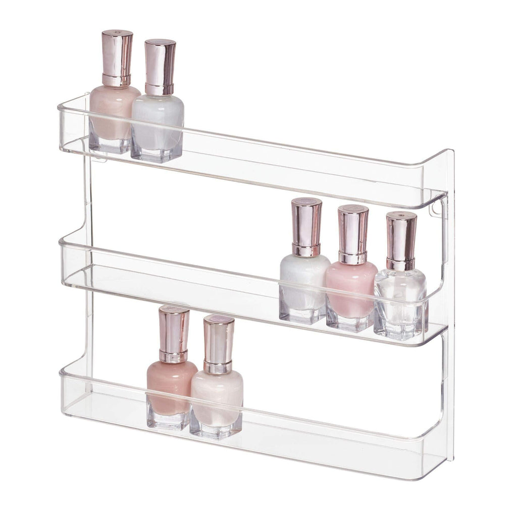 iDesign Clarity BPA-Free Plastic Wall Mount 3-Shelf Storage Rack - 11.07" x 2.02" x 8.78", Clear Set of 1 Wall Mount Shelves - NewNest Australia