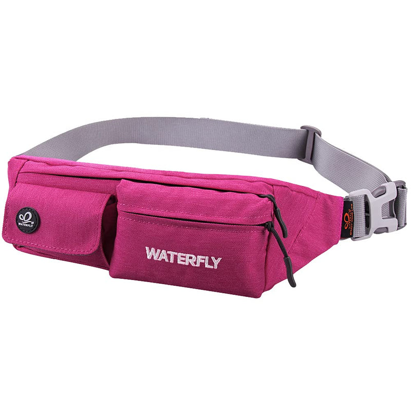WATERFLY Fanny Pack for Women Men Water Resistant Small Waist Pouch Slim Belt Bag with 4 Pockets for Running Travelling Hiking Walking Lightweight Crossbody Chest Bag Fit All Phones Rose Red - NewNest Australia