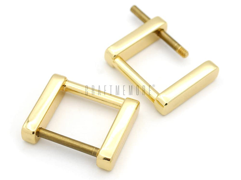 CRAFTMEMORE Rectangle Screw Rings Buckle Strap Connector Rectangular Shackle Screw Purse Bag Loop 4pcs (1 Inch, Gold) 1 Inch - NewNest Australia