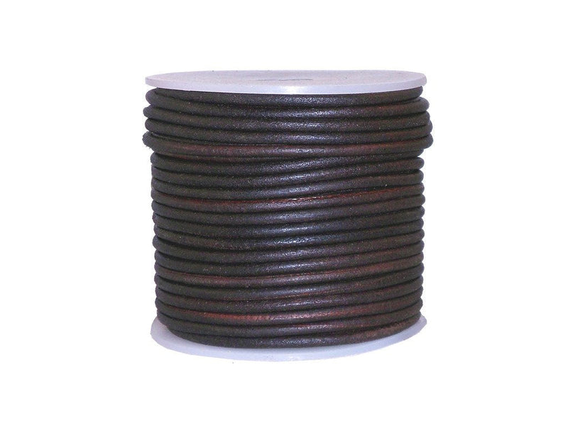 cords craft Round Leather Cord for Round Bracelet, Necklaces Plain Genuine Leather Cord 1.0MM Dark Brown Distress - NewNest Australia