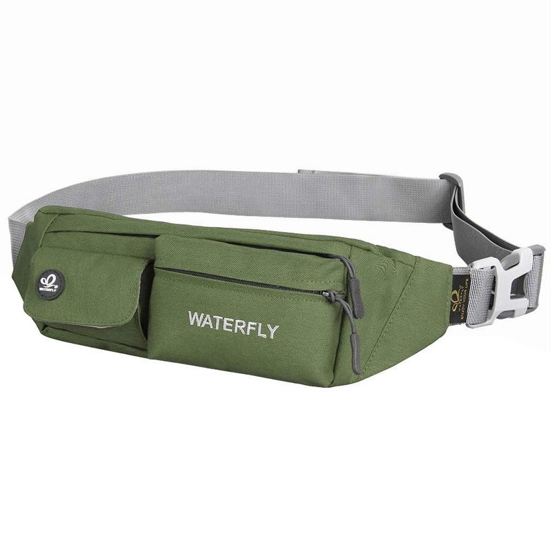 WATERFLY Fanny Pack for Women Men Water Resistant Small Waist Pouch Slim Belt Bag with 4 Pockets for Running Travelling Hiking Walking Lightweight Crossbody Chest Bag Fit All Phones Green - NewNest Australia