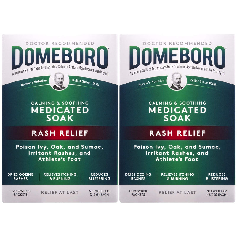 Domeboro Medicated Soak Rash Relief (Burow’s Solution), 12 Powder Packets (Pack of 2) 0.09 Ounce (Pack of 24) - NewNest Australia