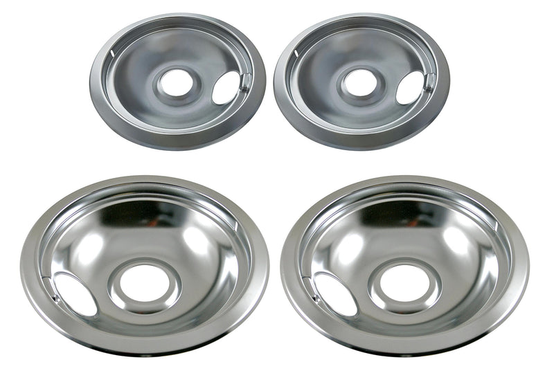 KITCHEN BASICS 101 316048413 and 316048414 Replacement Chrome Drip Pans for Frigidaire Kenmore - Includes 2 6-Inch and 2 8-Inch Pans, 4 Pack - NewNest Australia