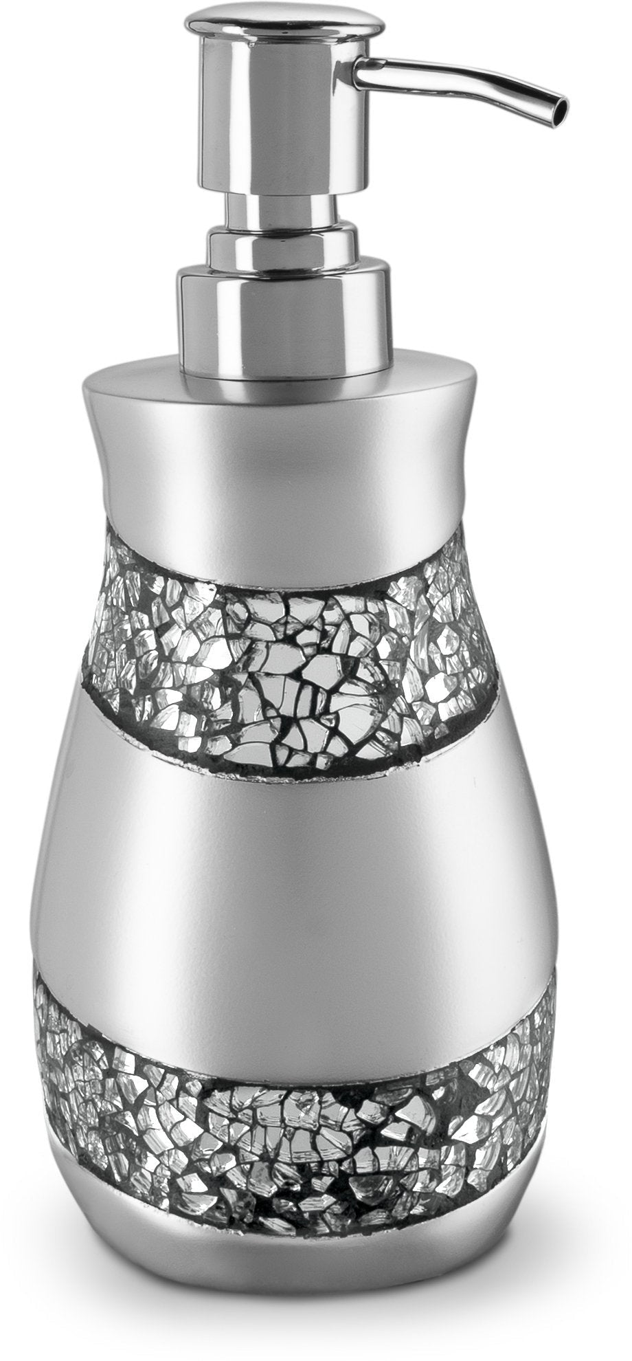 DWELLZA Silver Mosaic Hand Soap Dispenser (3" x 3" x 7.5") - Countertop Hand Lotion Pump - Durable Metal Mechanism - Contemporary Modern Design - Shower Dispensers (Silver Gray) - NewNest Australia