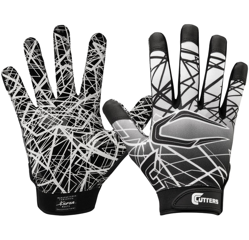 Cutters Game Day Football Glove, Silicone Grip Receiver Glove. Youth & Adult Sizes (1 Pair), Black, Large (S150-01-34) - NewNest Australia
