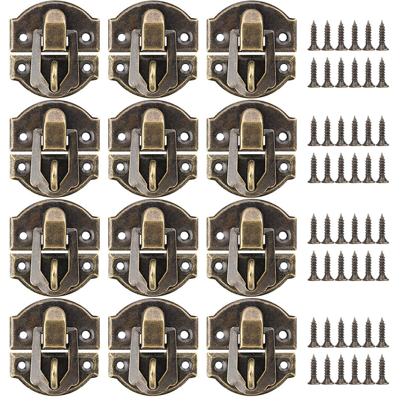 PAGOW 27MM Antique Brass Latch hasps, 12-Pack with Bronze Screws for Wooden Jewelry Box Cabinet Decorative, Suitcase Box Old Style Lock (12 Pack) 12 Pack - NewNest Australia