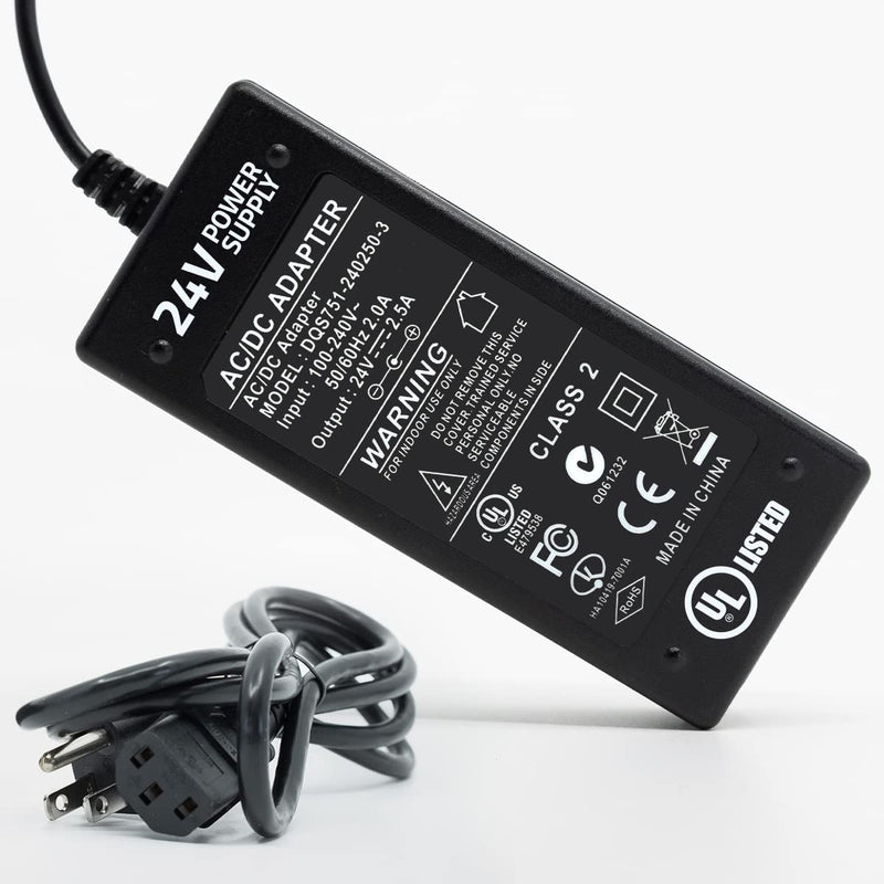 Hitlights 24V Power Supply - Input 110V-240V AC, Output 24V DC / 60W, 2.5 amps - AC Plug Cord for LED Light Strip, Controllers or Dimmers 60.0 Watts - NewNest Australia